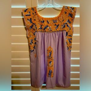 Mi Golondrina Blouse Gingham Size Small Excellent Condition yellow, blue, white